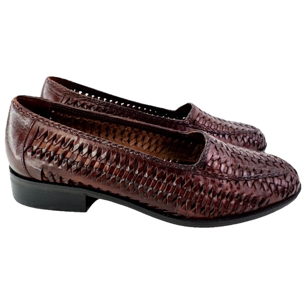 Connie Fashion Loafers Womens Size 6.5M Brown Interwoven Leather Upper Slip-on